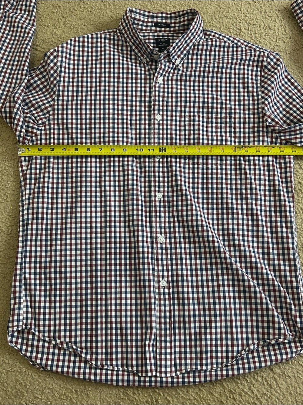 J.Crew Flex Washed Classic Fit Stretch Blue White Red Check Button Men’s XL - Picture 6 of 7
